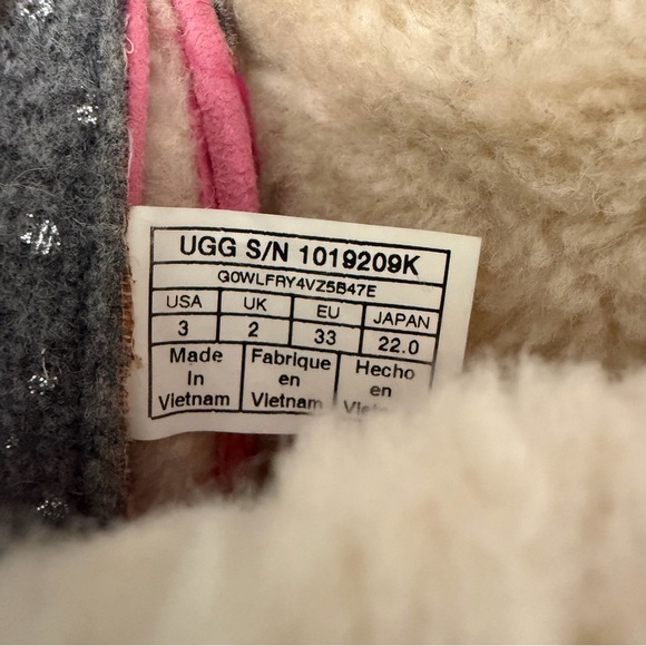 UGG Pink/Grey Patent Leather Bute ll Winter Boots Size 3 - Picture 9 of 9